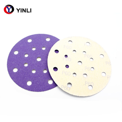 Ceramic Abrasive 5 Inch Adhesive Sanding Discs 80 Grit Purple Coated
