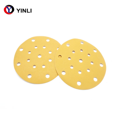 Yellow Aluminum Oxide Sanding Discs 17 Holes 6 Inch Sticky Back Sandpaper