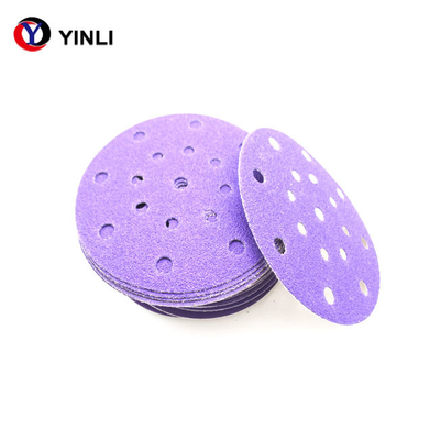 Purple Ceramic Hook And Loop Zirconia Sanding Disc 6 Inch Sanding Discs 80 Grit