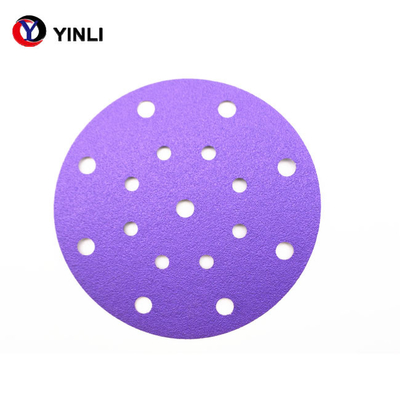 8 Holes Round Purple 125mm Sanding Discs 240 Grit For Car Body And Putty