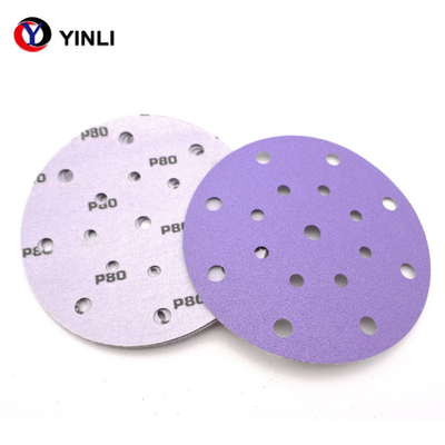 Ceramic Abrasive 5 Inch Adhesive Sanding Discs 80 Grit Purple Coated